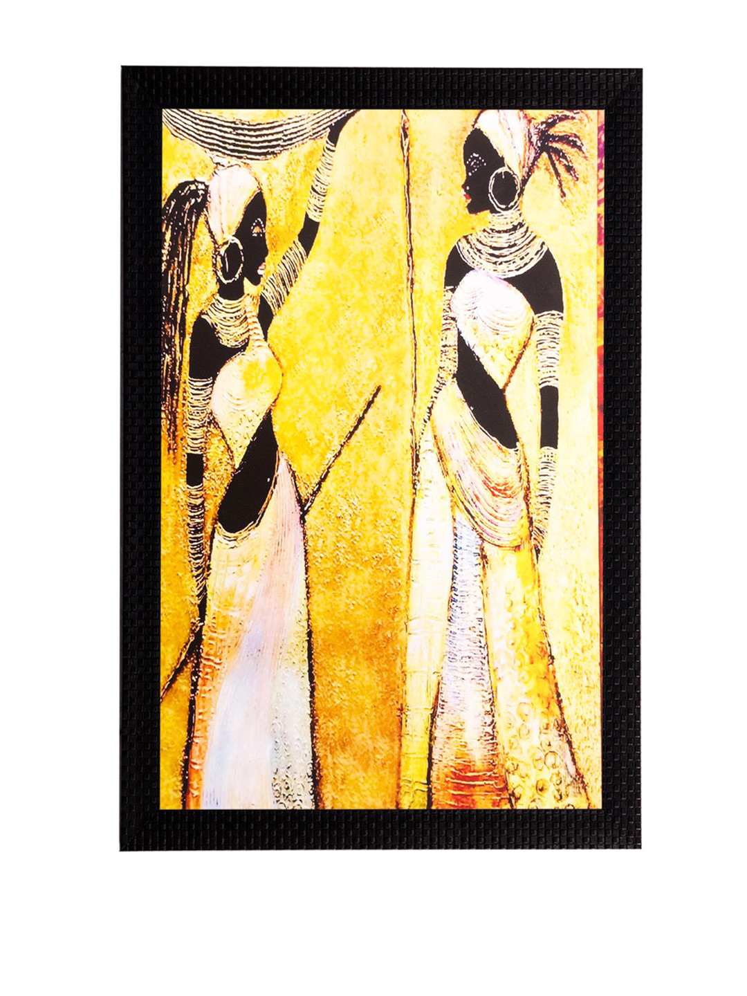 eCraftIndia Multicoloured Tribal Girls UV Framed Wall Art