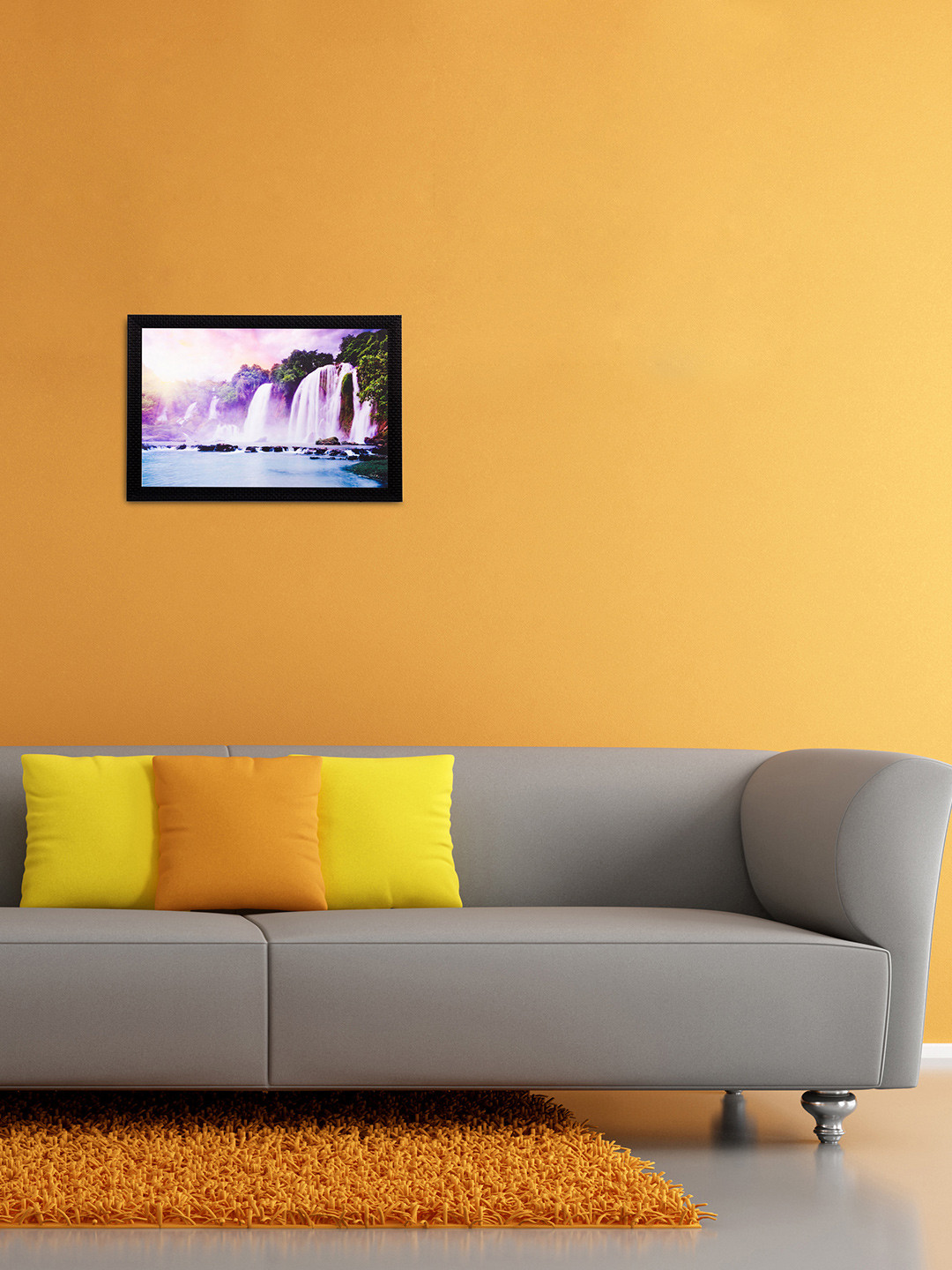 eCraftIndia Multicoloured Wonderful Waterfall View Matt Texture Wall Art