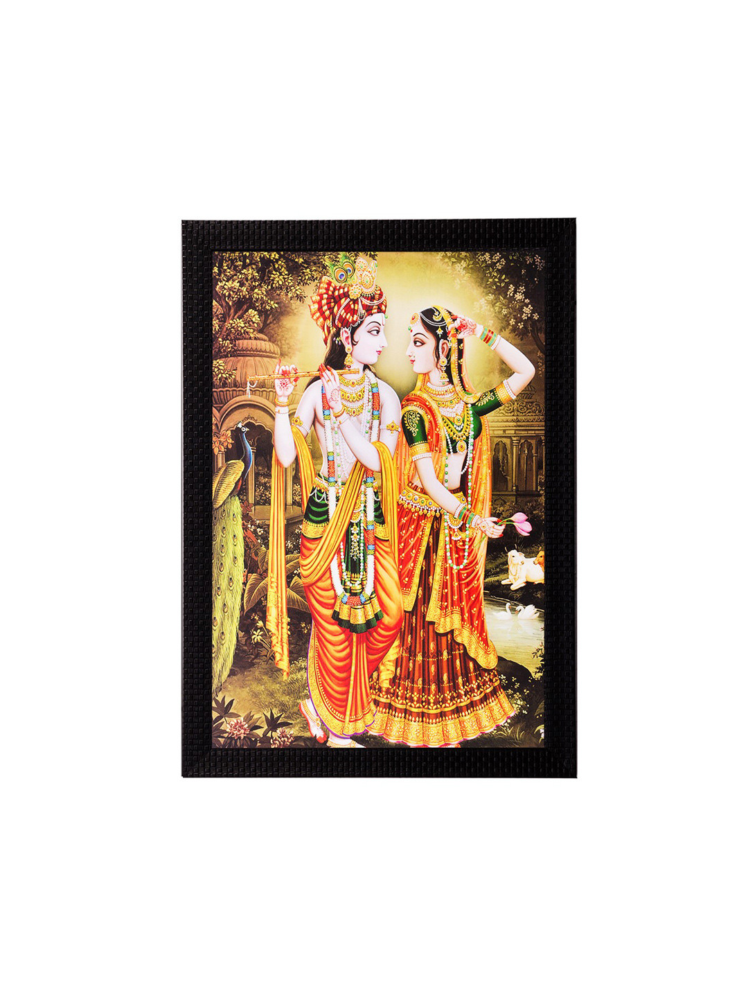 eCraftIndia Radha Krishna Romantic Paper Wall Rectangle Paintings Wall Art -20x14In