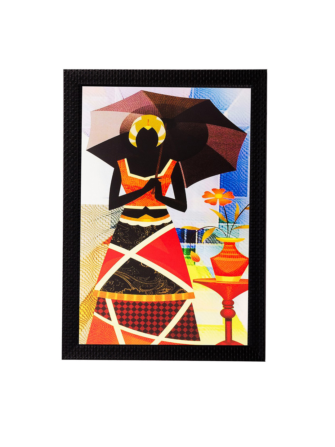 eCraftIndia Lady With Umbrella Paper Wall Rectangle Paintings Wall Art -14 x 20 In