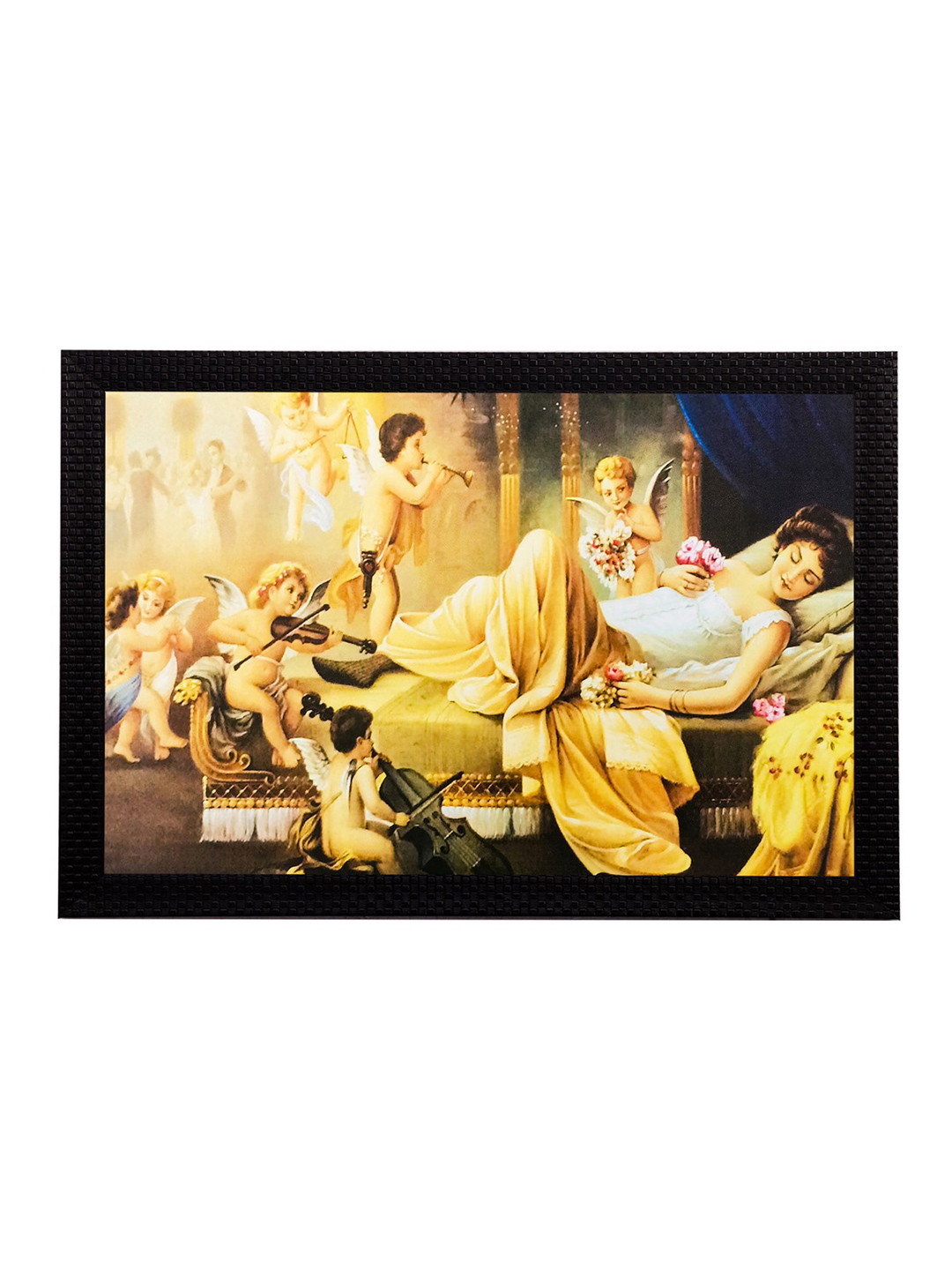 eCraftIndia Multicoloured Resting Woman Matt Textured UV Framed Wall Art