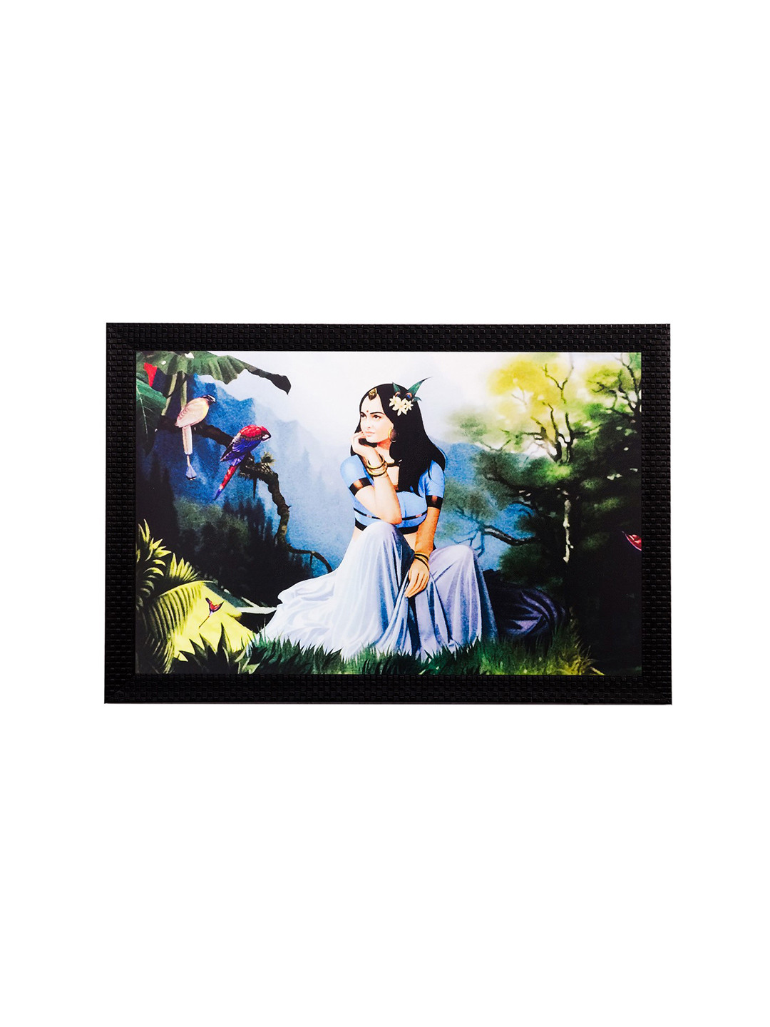 eCraftIndia Girl in Deep Thoughts Paper Wall Rectangle Paintings Wall Art - 14 x 20 In
