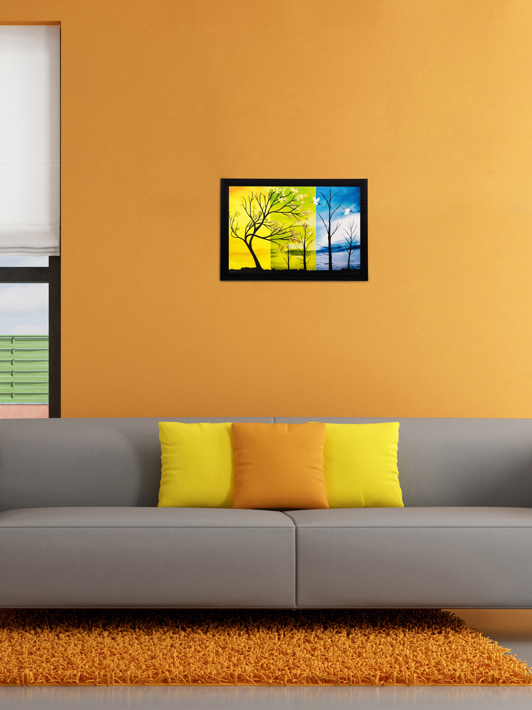 eCraftIndia Multicoloured Trees Still UV Wall Art