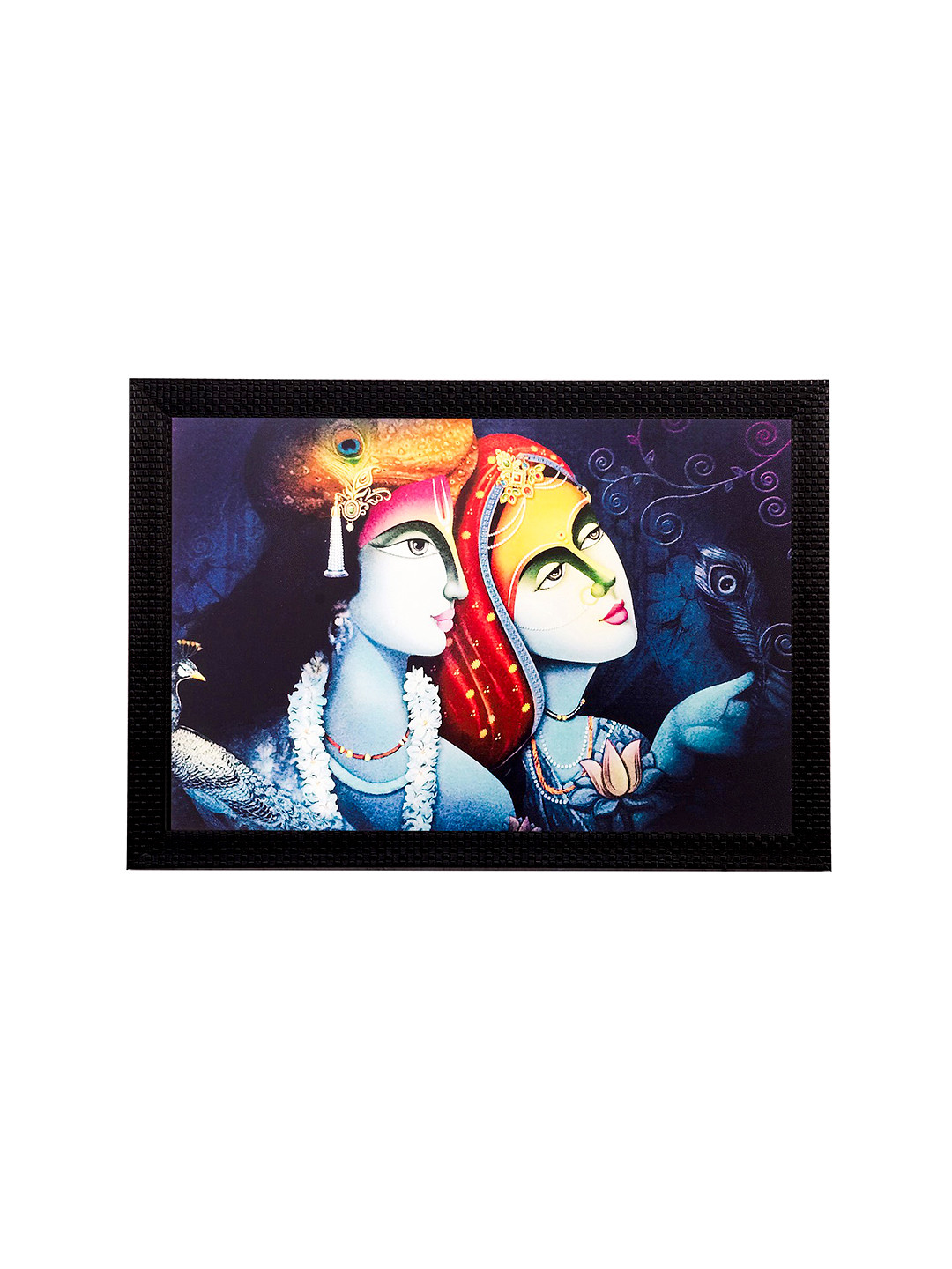 eCraftIndia Multicoloured Radha Krishna Framed UV Wall Art