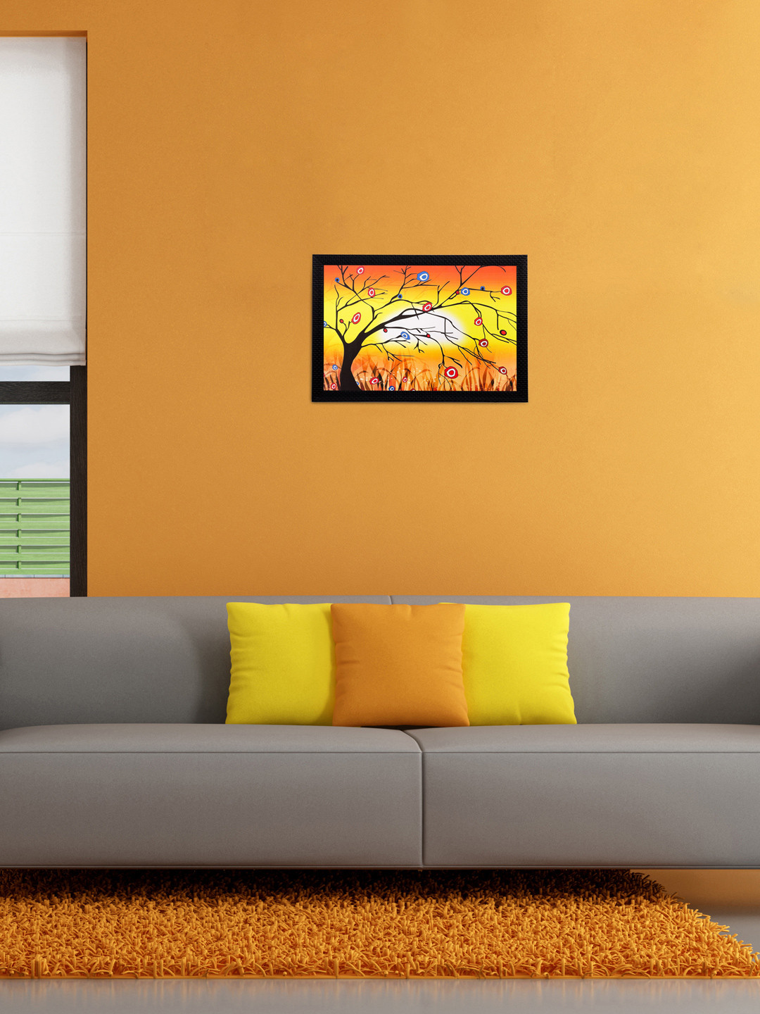 eCraftIndia Multicoloured Trees & Leaves UV Wall Art
