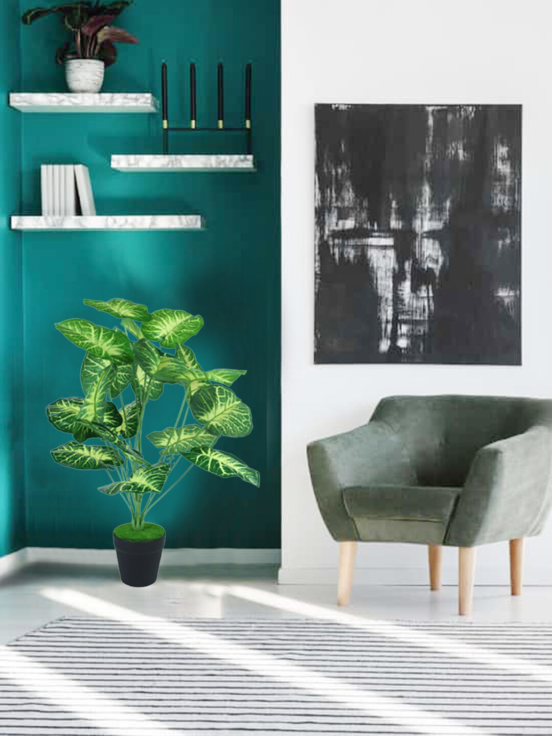 Wonderland Green Artificial Pothos Plant With Pot