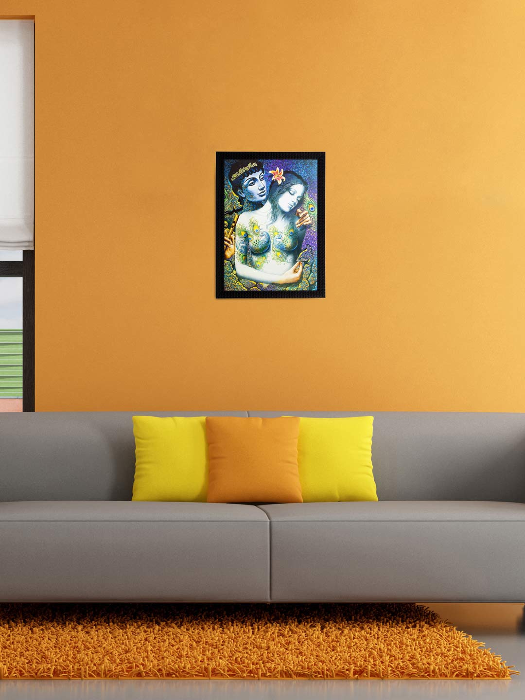 eCraftIndia Multicoloured Love Couple Matt Textured Wall Art