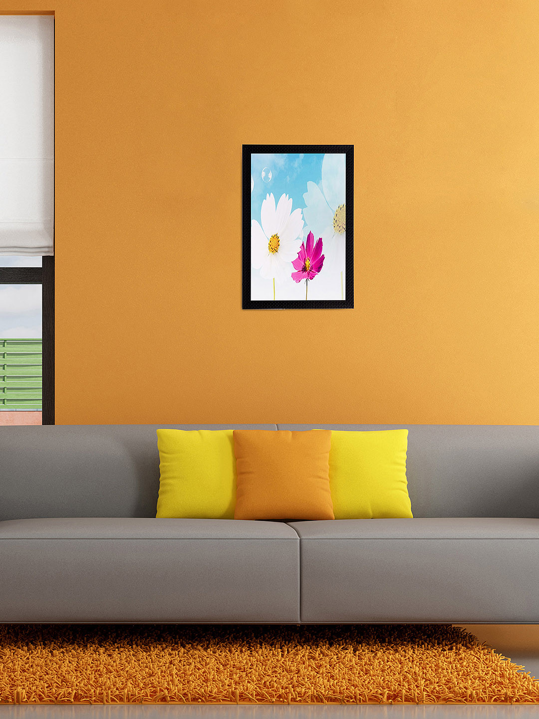 eCraftIndia Flower Matt Paper Wall Rectangle Paintings Wall Art 14x20In