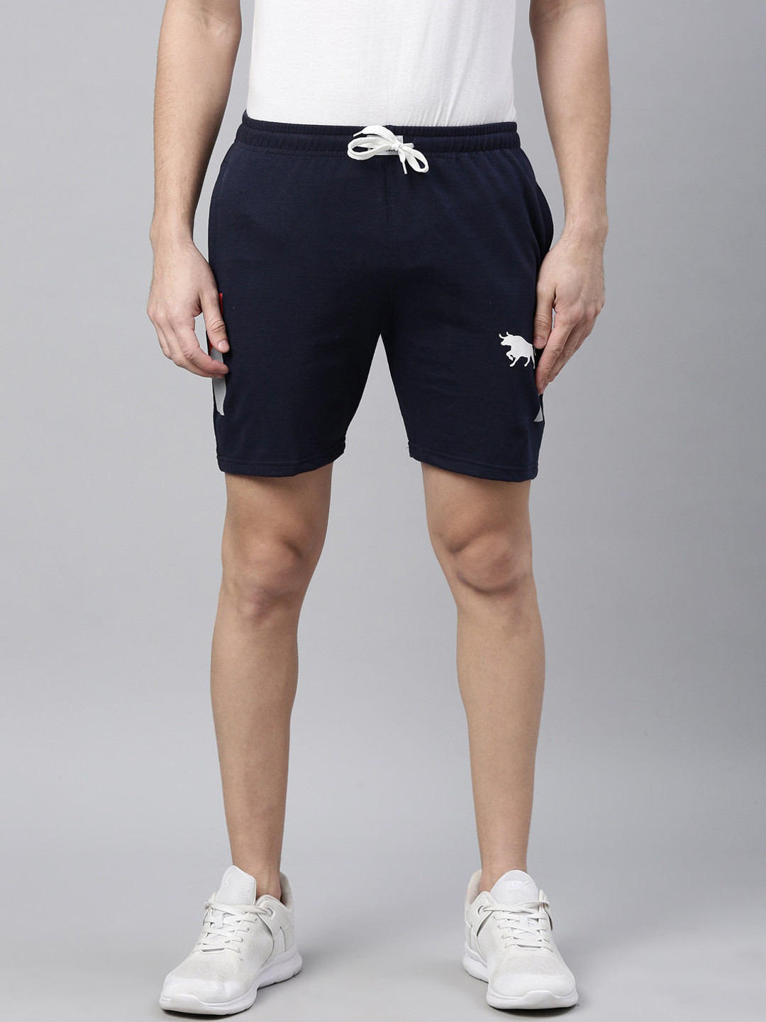 Bushirt Men Navy Blue Cotton Sports Shorts