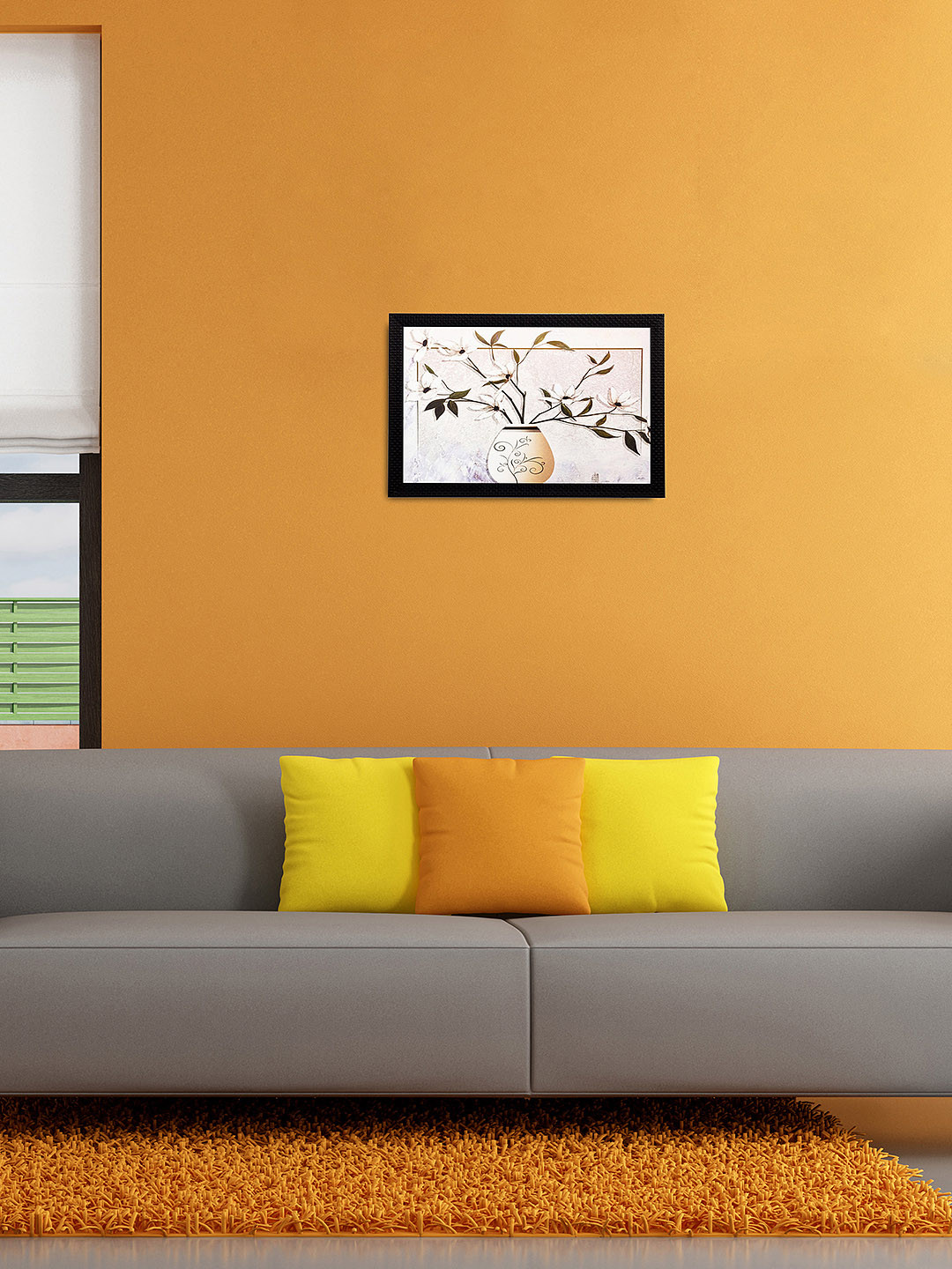 eCraftIndia White & Black Botanical UV Wall Art