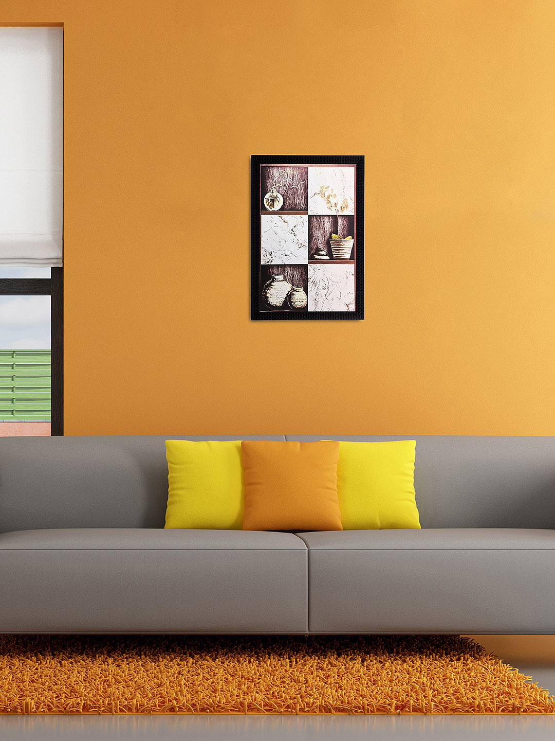 eCraftIndia Botanical Matt Paper Wall Rectangle Paintings Wall Art 14x20In