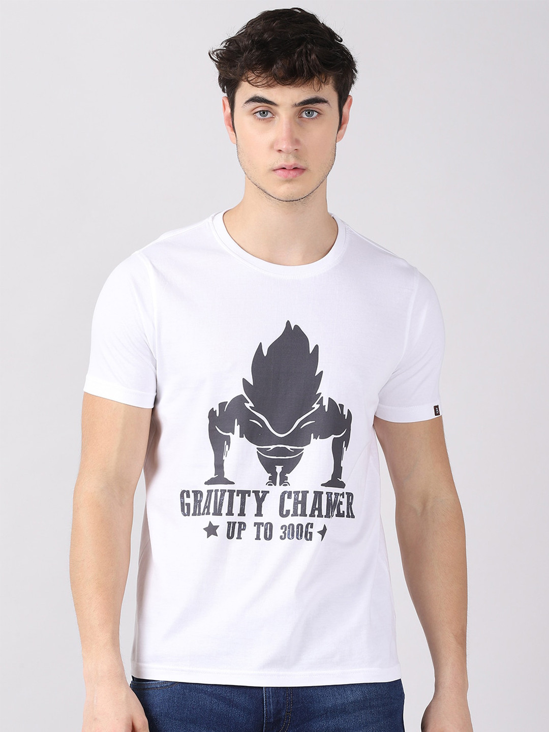 Bushirt Men White Dragon Ball Z Printed Pure Cotton T-shirt