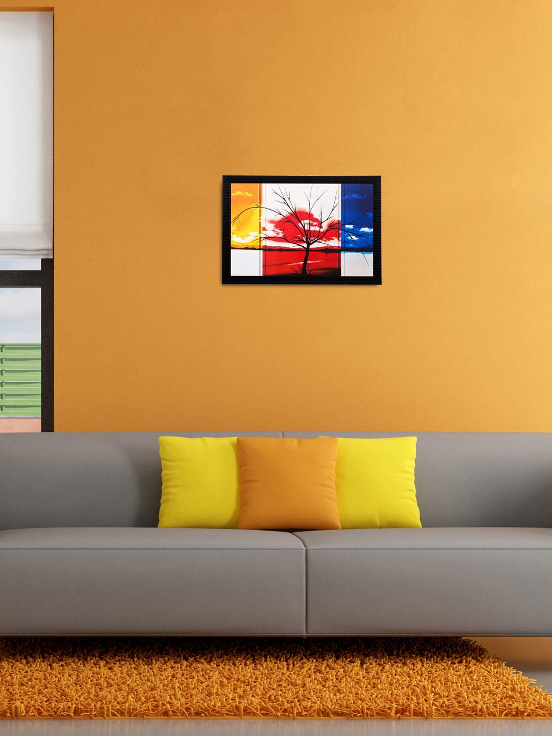 eCraftIndia Tree Paper Wall Rectangle Paintings Wall Art 14x20In