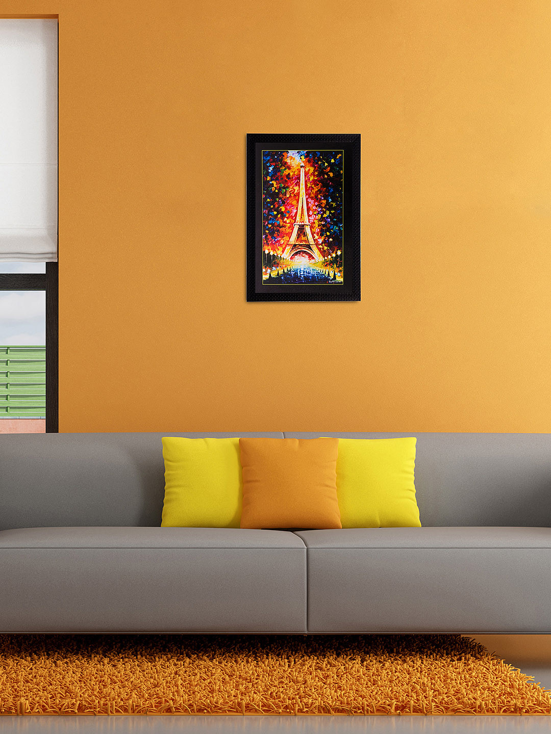 eCraftIndia Eiffel Tower Matt Paper Wall Rectangle Paintings Wall Art - 20 x 14 In