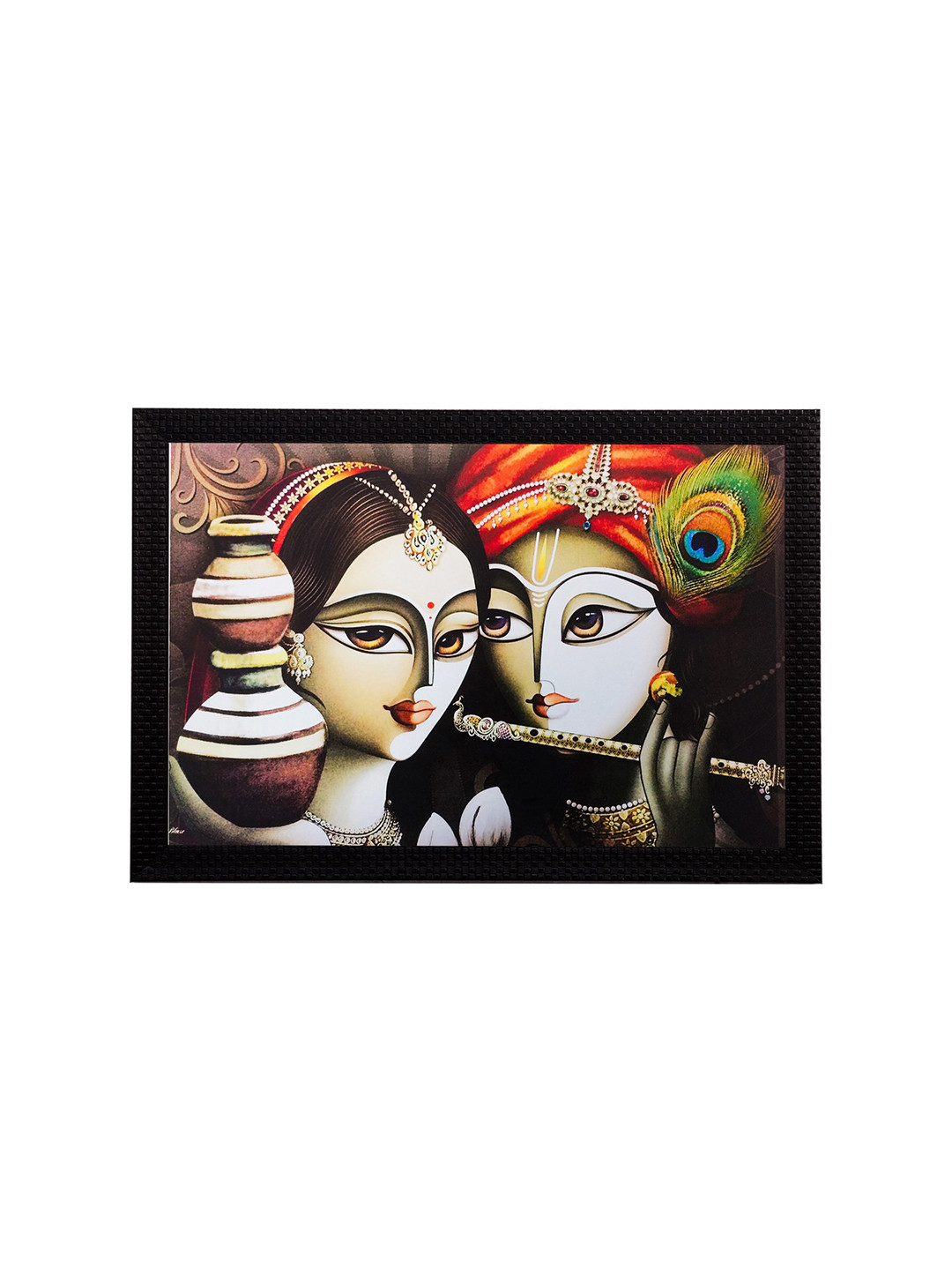eCraftIndia Lord Krishna Multi Paper Wall Living Room Rectangle Paintings Wall Art