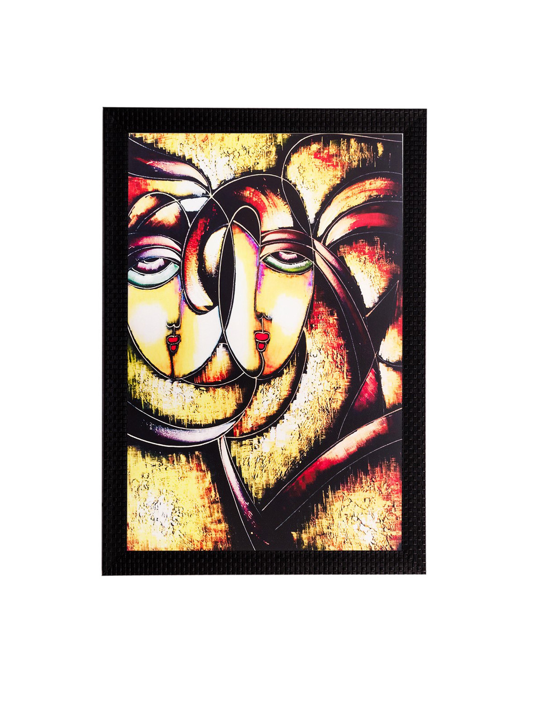 eCraftIndia Abstract Faces Multi Paper Living Room Square Portrait Wall Art-20 x 14In