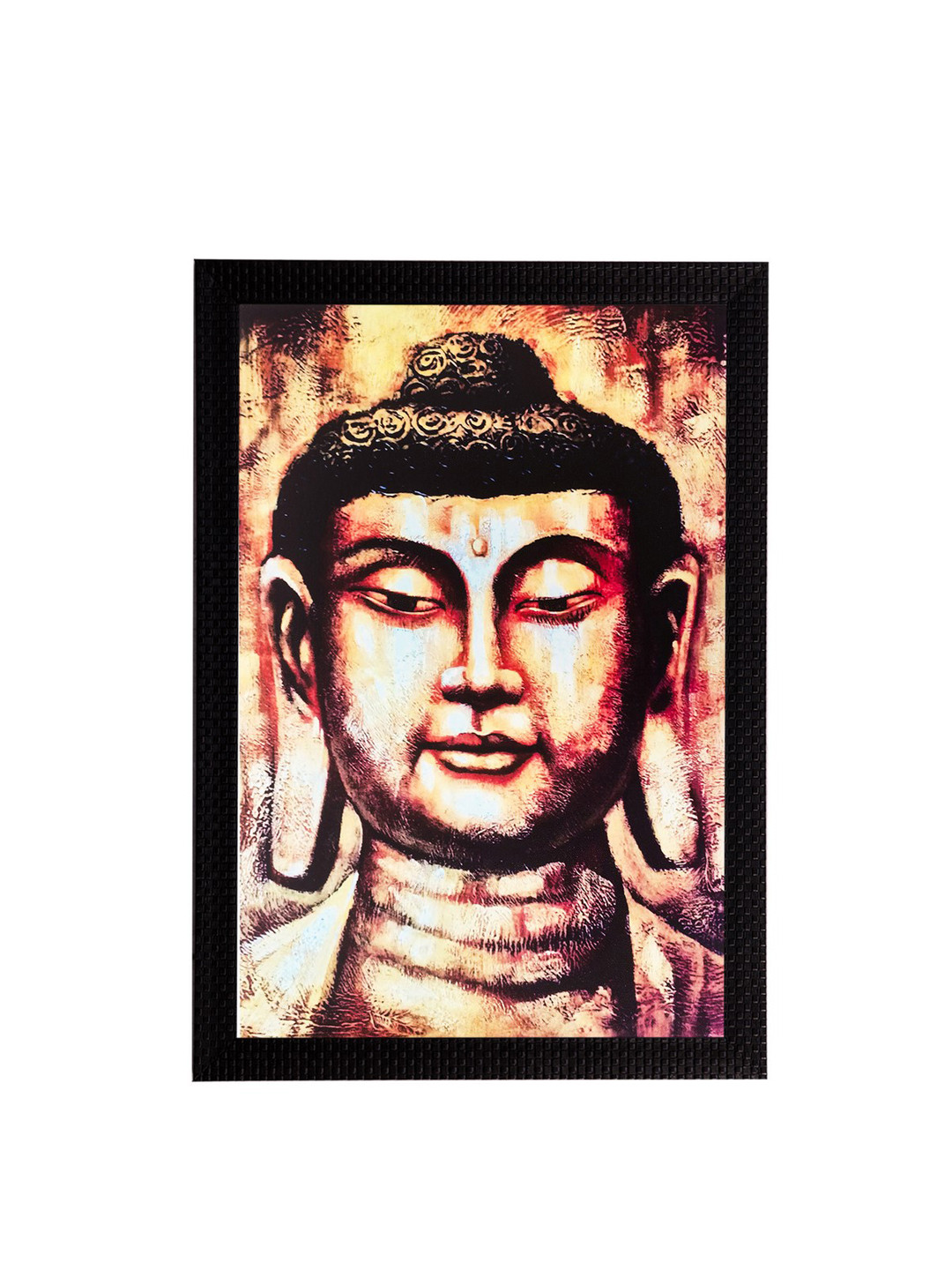 eCraftIndia Lord Buddha Brown Paper Living Room Square Portrait Wall Art-20 x 14In