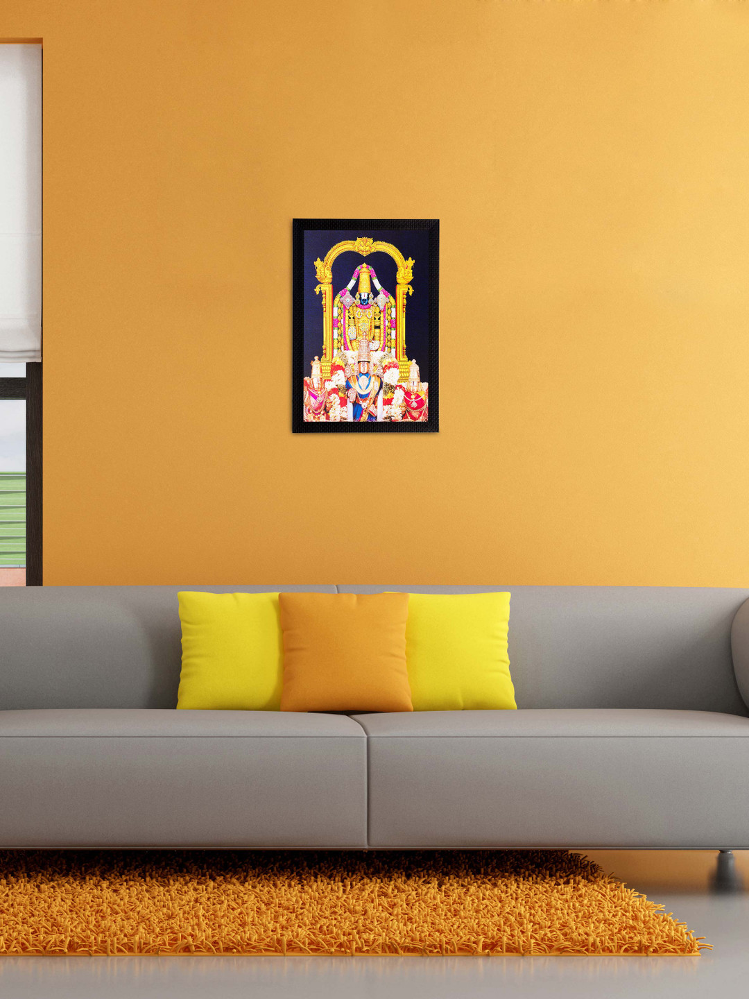 eCraftIndia Lord Balaji Synthetic Wood Wall Living Room Rectangle Paintings Wall Art