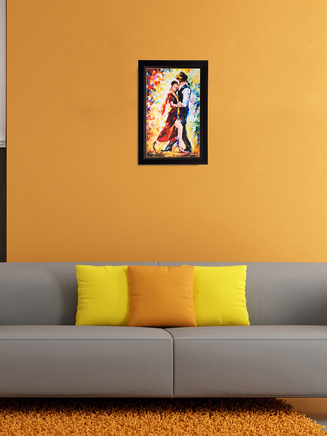 eCraftIndia Dancing Couple Synthetic Wood Wall Rectangle Paintings Wall Art -20 x 14 In