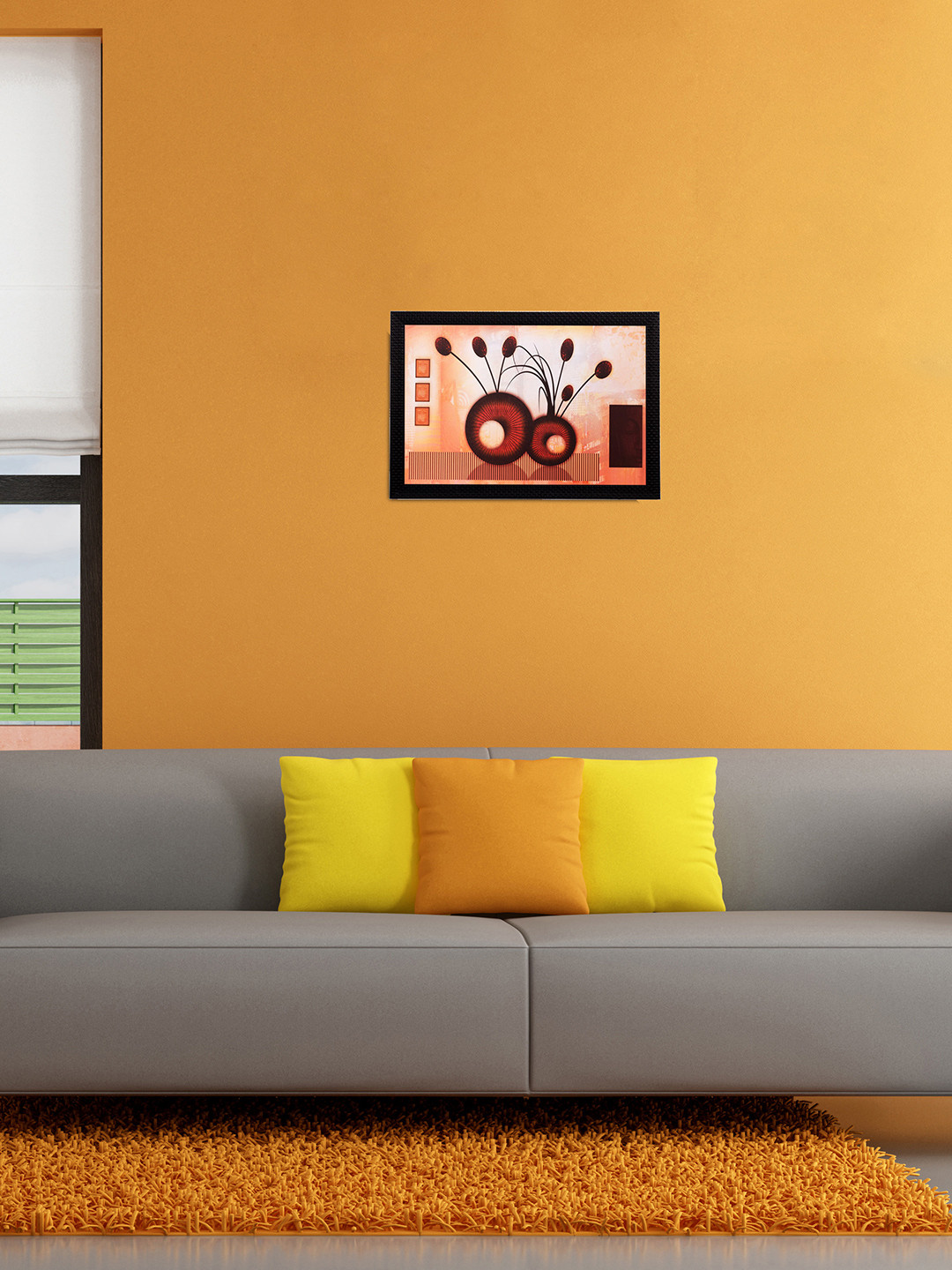 eCraftIndia Brown Vase & Stem UV Wall Art