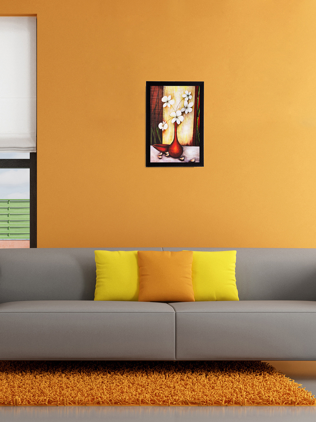 eCraftIndia Flowers & Vase Paper Wall Rectangle Paintings Wall Art -14 x 20 In