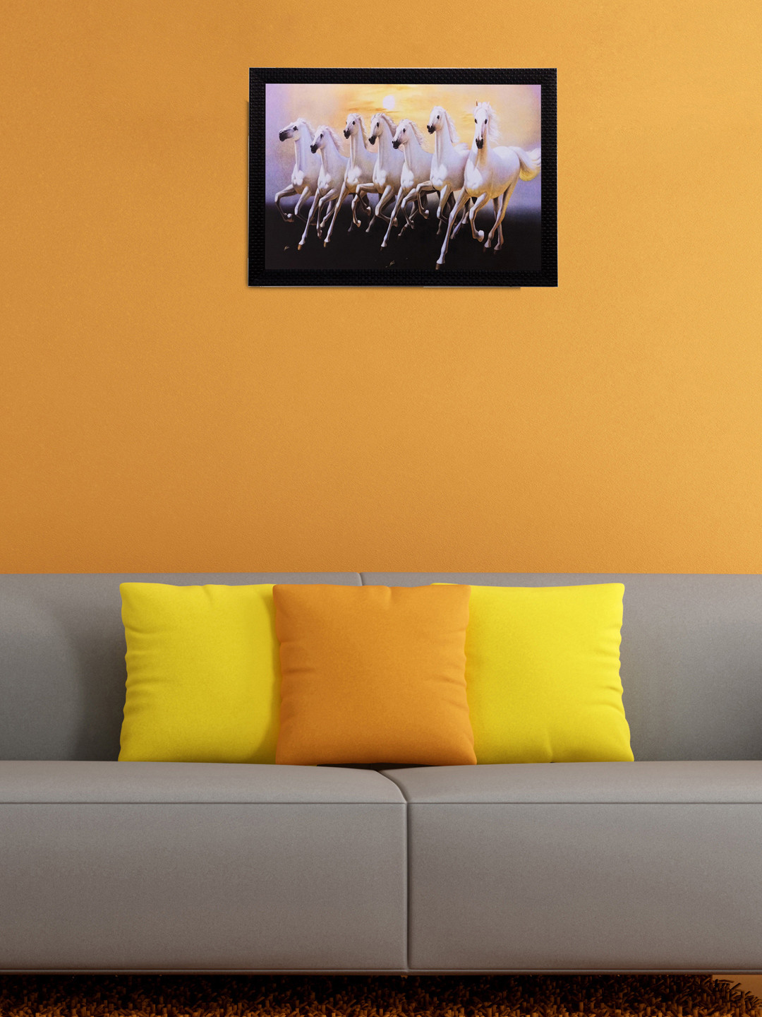 eCraftIndia Horse Multi Paper Wall Living Room Rectangle Potrait Paintings Wall Art