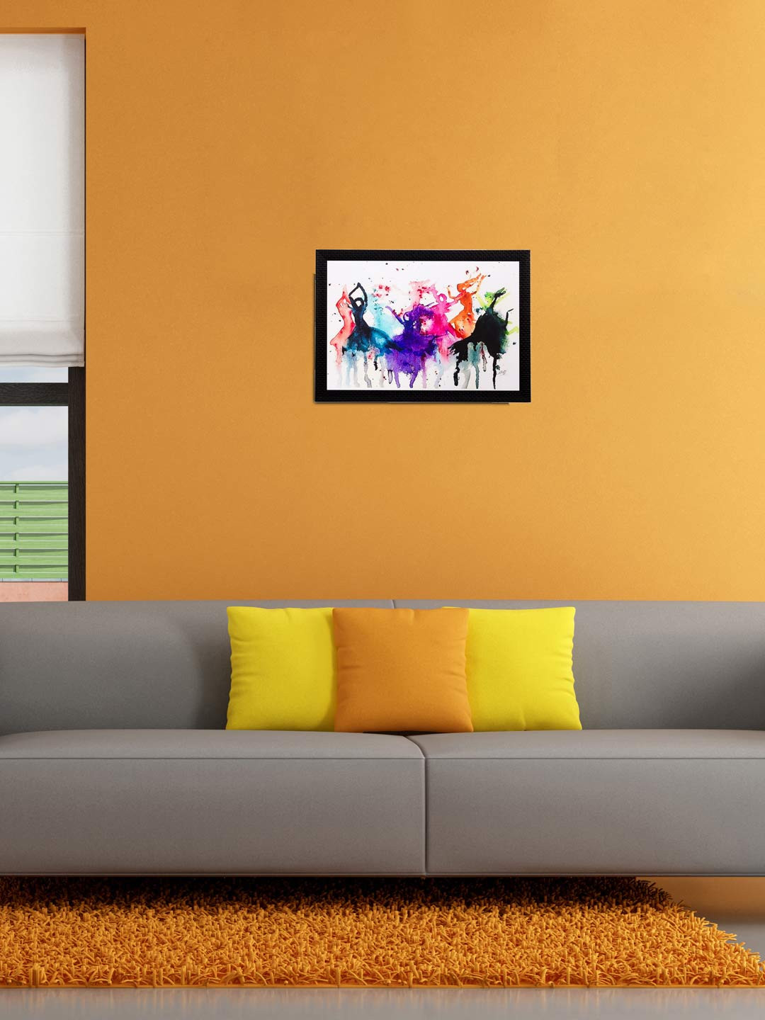 eCraftIndia Multicoloured Abstract Colorful Women Framed Wall Art