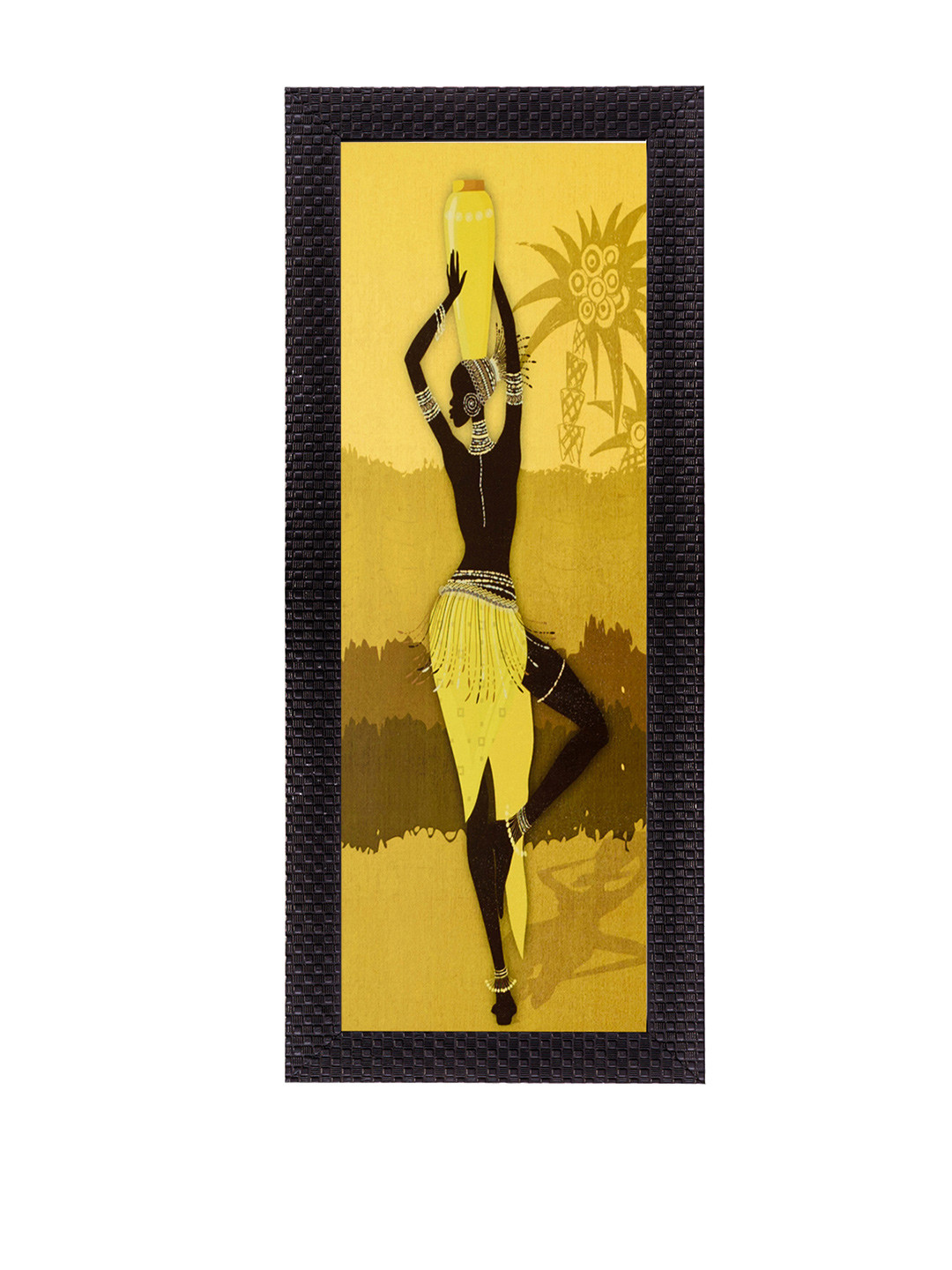 eCraftIndia Tribal Lady Paper Wall Rectangle Paintings Wall Art - 16 x 7 In