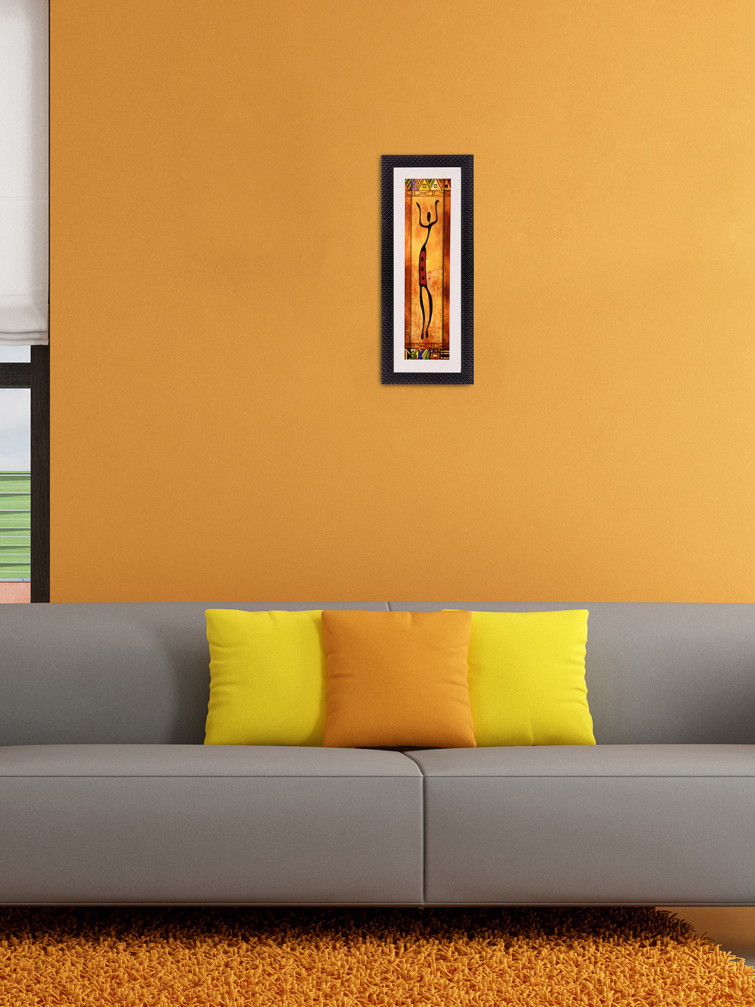 eCraftIndia Multicoloured Tribal Folk Art UV Framed Wall Art