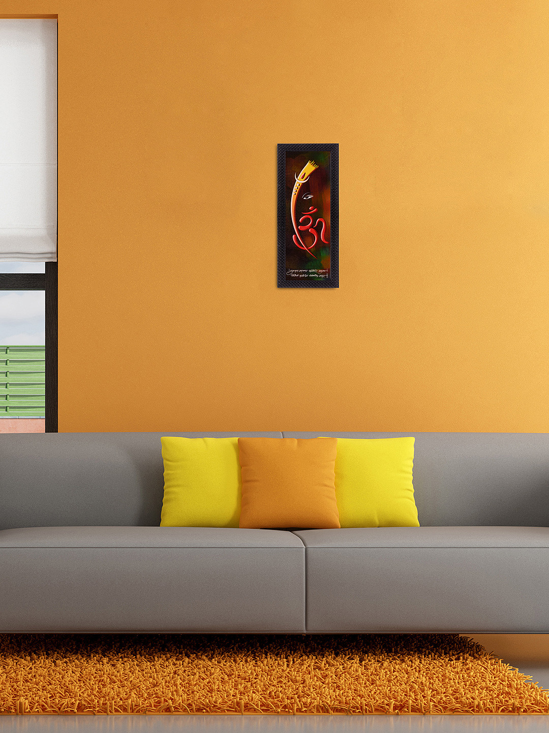 eCraftIndia Lord Ganesha Synthetic Wood Wall Rectangle Paintings Wall Art - 16 x 7 In