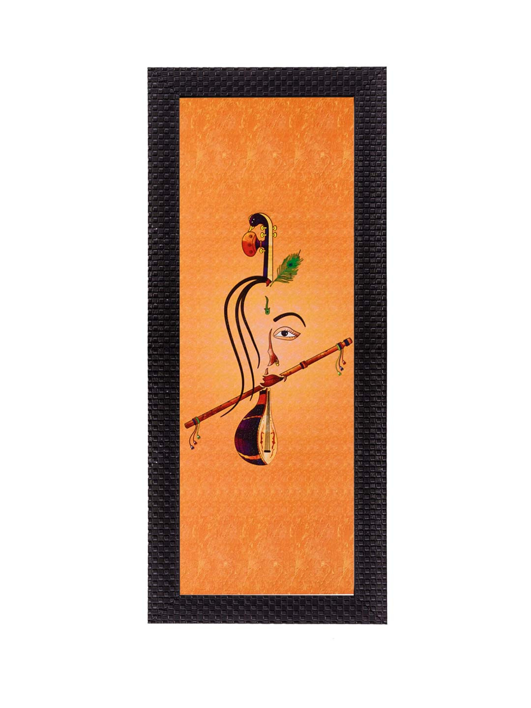 eCraftIndia Krishna Playing Paper Wall Rectangle Paintings Wall Art - 16 x 7In