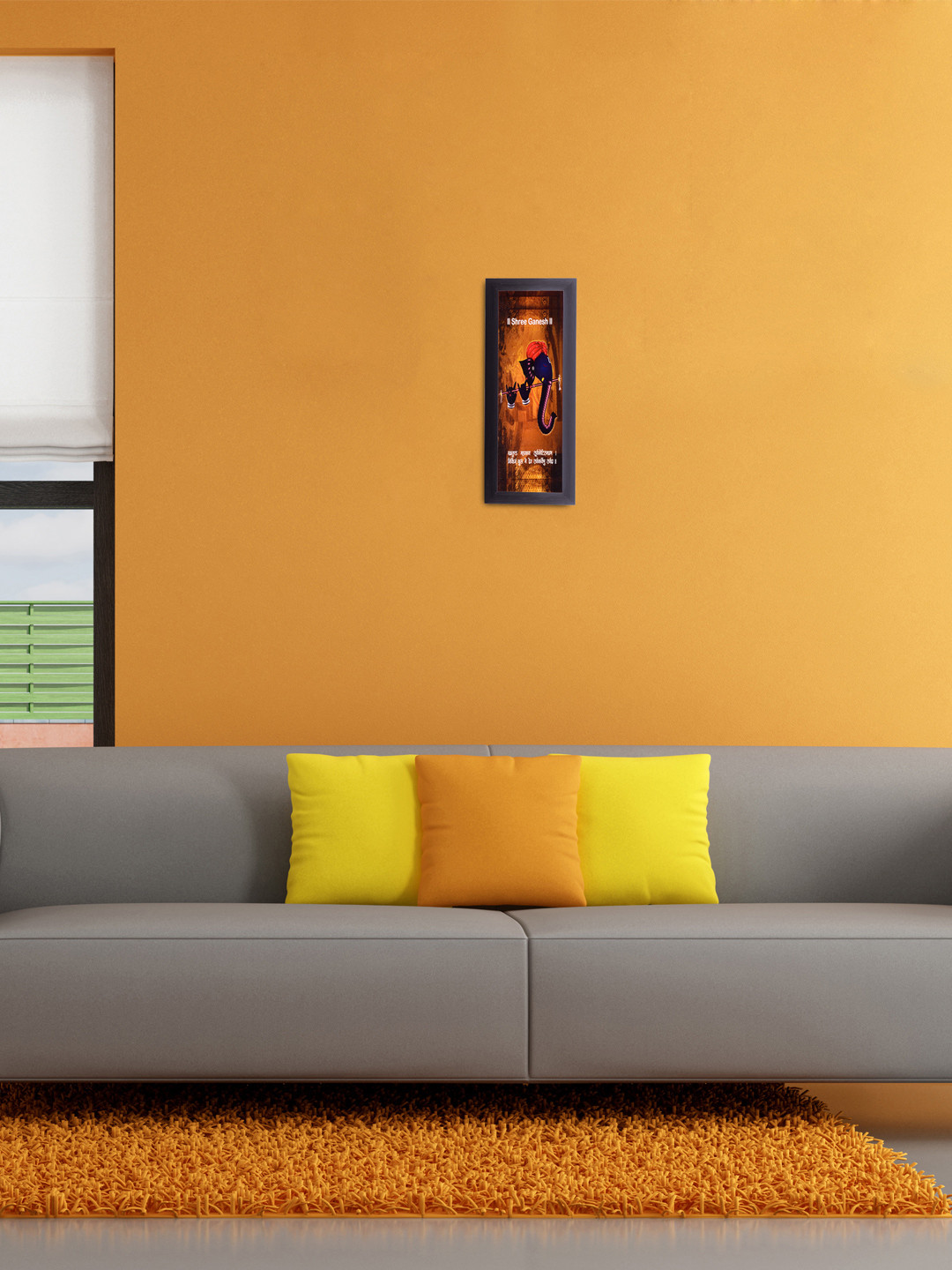 eCraftIndia Shree Ganesha Paper Wall Rectangle Paintings Wall Art 16x7In