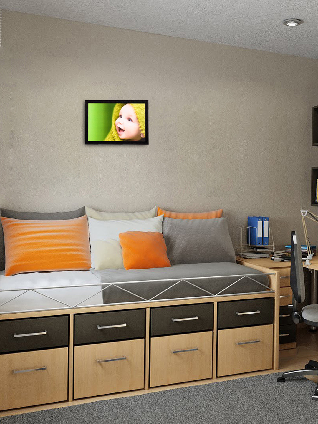 eCraftIndia Laughing Baby Paper Wall Rectangle Photographs Wall Art -11 x 14In