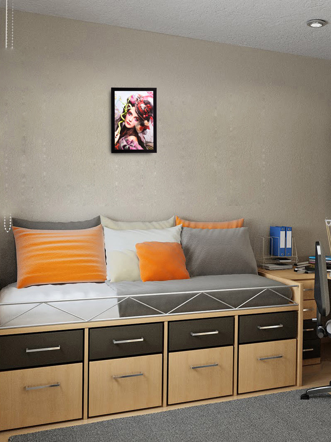 eCraftIndia Abstract Girl Synthetic Wood Wall Rectangle Paintings Wall Art -14 x 11 In