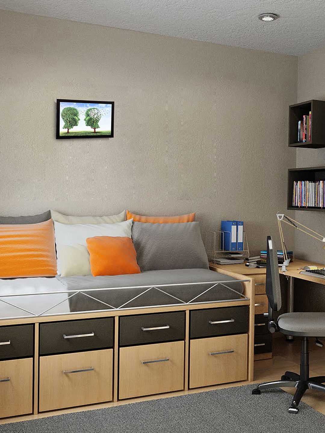 eCraftIndia Green Face In a Tree UV Framed Wall Art