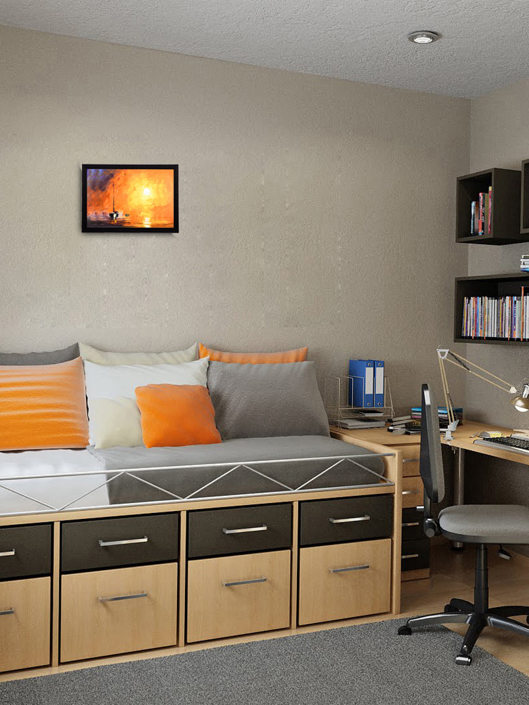 eCraftIndia Ship Sailing Paper Wall Rectangle Paintings Wall Art -11 x 14 In