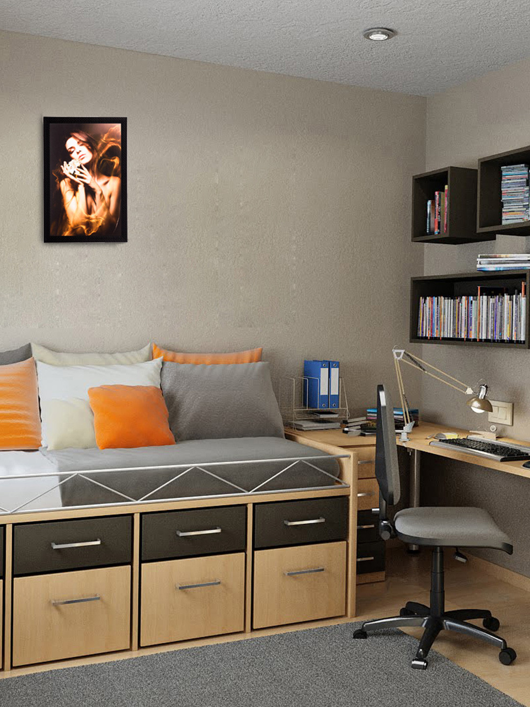 eCraftIndia Girl Beauty Paper Wall Square Paintings Wall Art - 14 x 11In