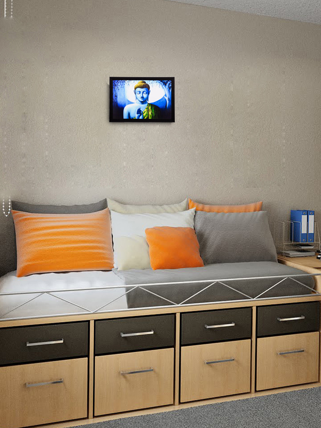 eCraftIndia Blue Meditating Lord Buddha UV Wall Painting