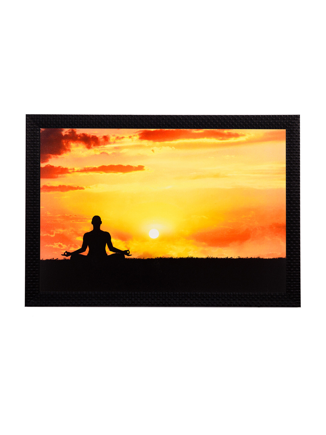eCraftIndia Orange Paper Wall Living Room Rectangle Potrait Paintings Wall Art