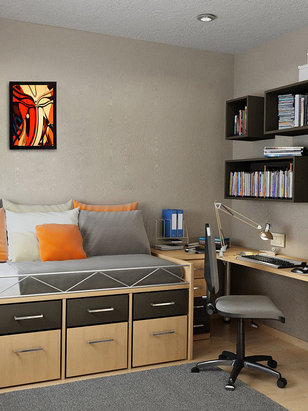 eCraftIndia Multicoloured Abstract Lord Ganesha Framed Wall Painting