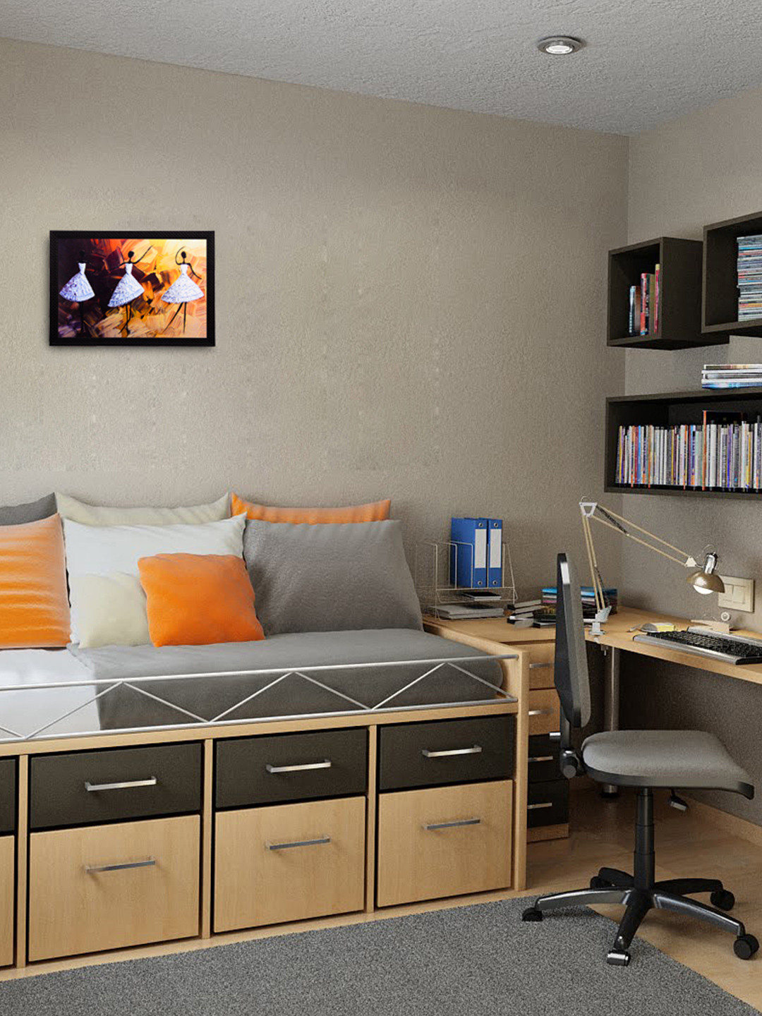 eCraftIndia Dancing Figurine Paper Wall Rectangle Paintings Wall Art - 11 x 14 In