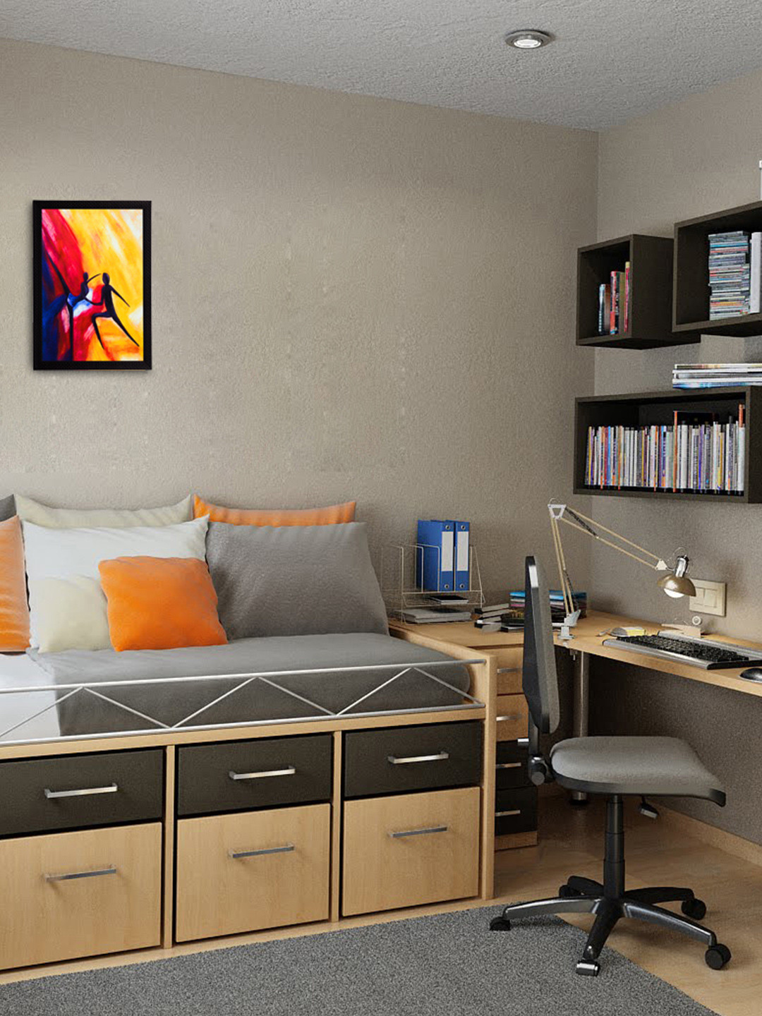 eCraftIndia Multicoloured Dancing Figurine Framed UV Wall Painting