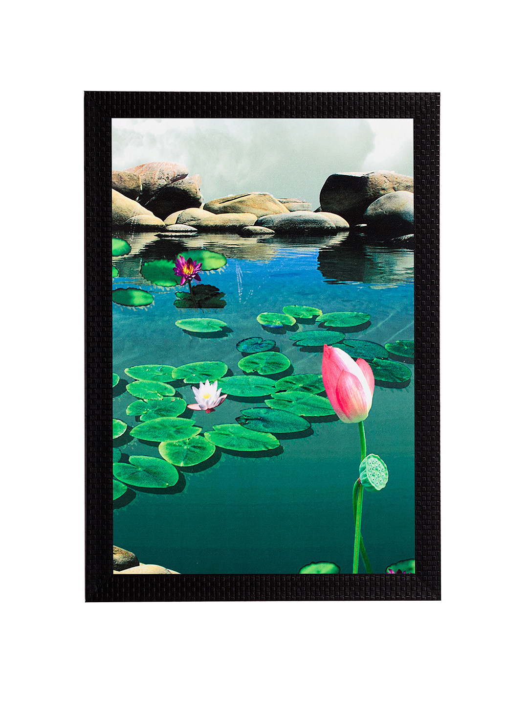 eCraftIndia Green Paper Wall Living Room Rectangle Potrait Paintings Wall Art