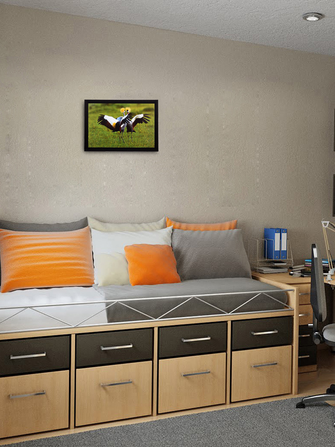 eCraftIndia Dancing Birds Paper Wall Square Paintings Wall Art 14.1x11In