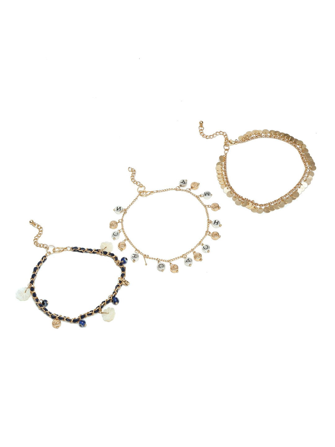 Madame Rose Gold-Toned Set Of 3 Coin Charm Anklets