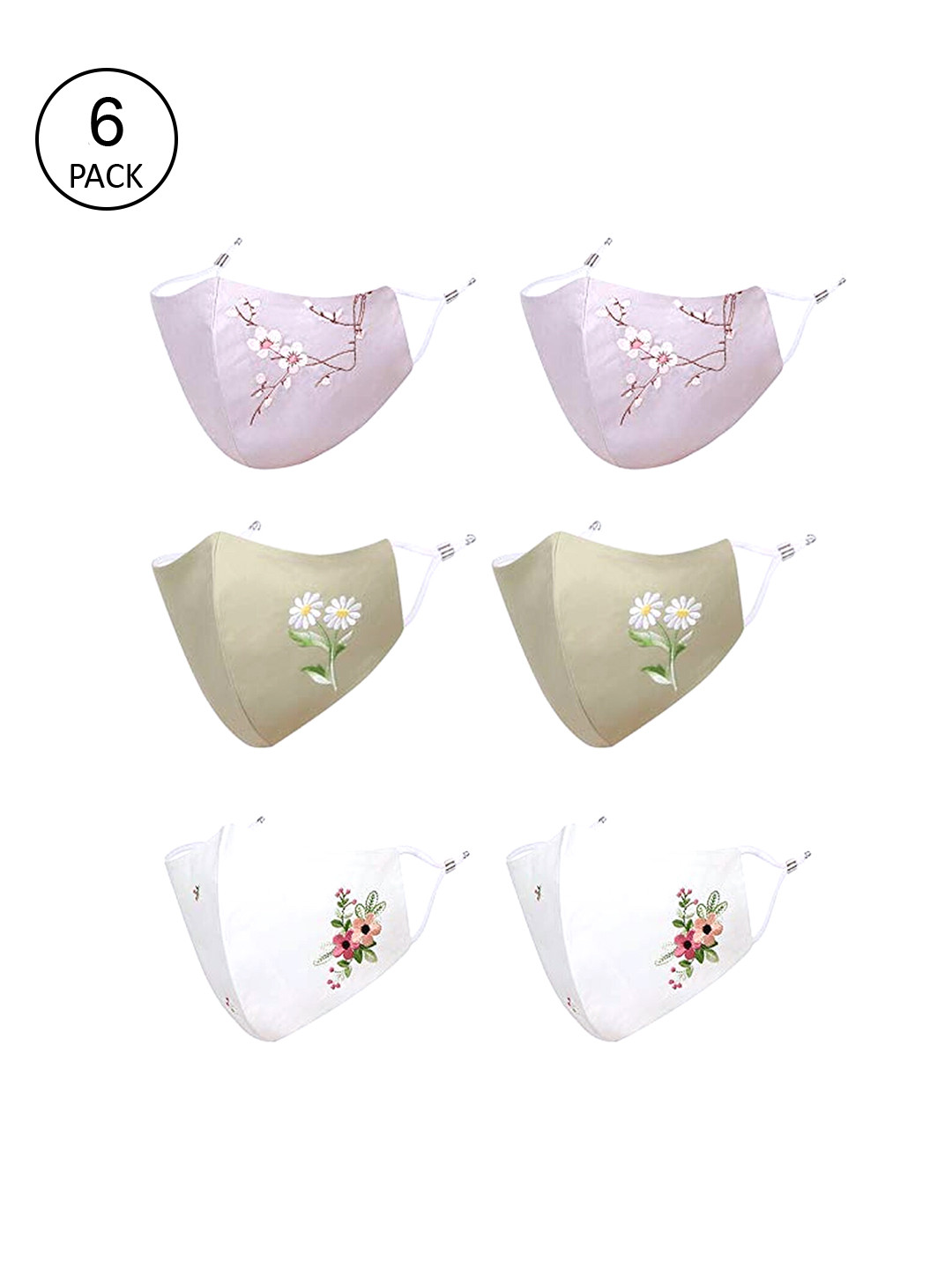 MASQ Women Pack Of 6 Reusable Anti-Pollution 4-Ply Cloth Masks