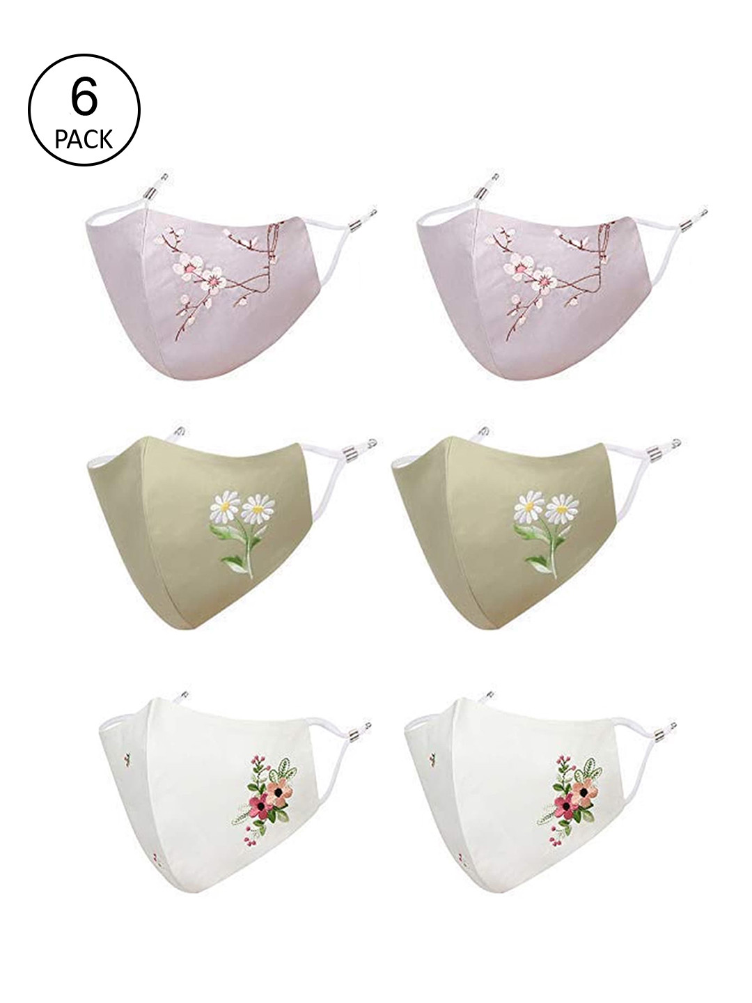 MASQ Women Pack Of 6 Reusable Anti-Pollution 4-Ply Cloth Masks