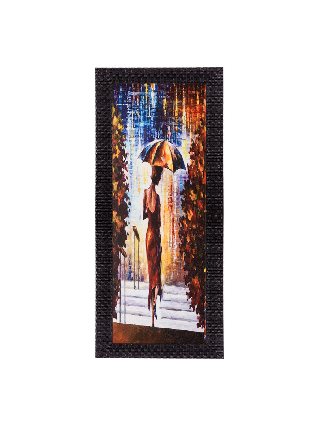 eCraftIndia Brown Lady Under Umbrella UV Wall Painting