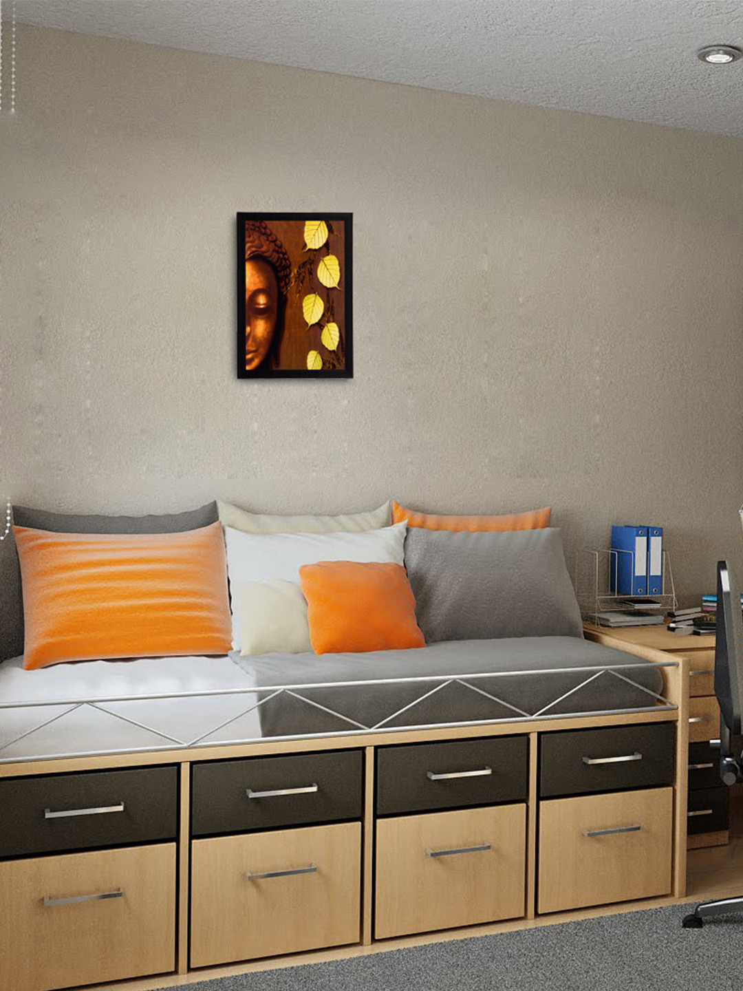 eCraftIndia Brown Lord Buddha UV Wall Painting