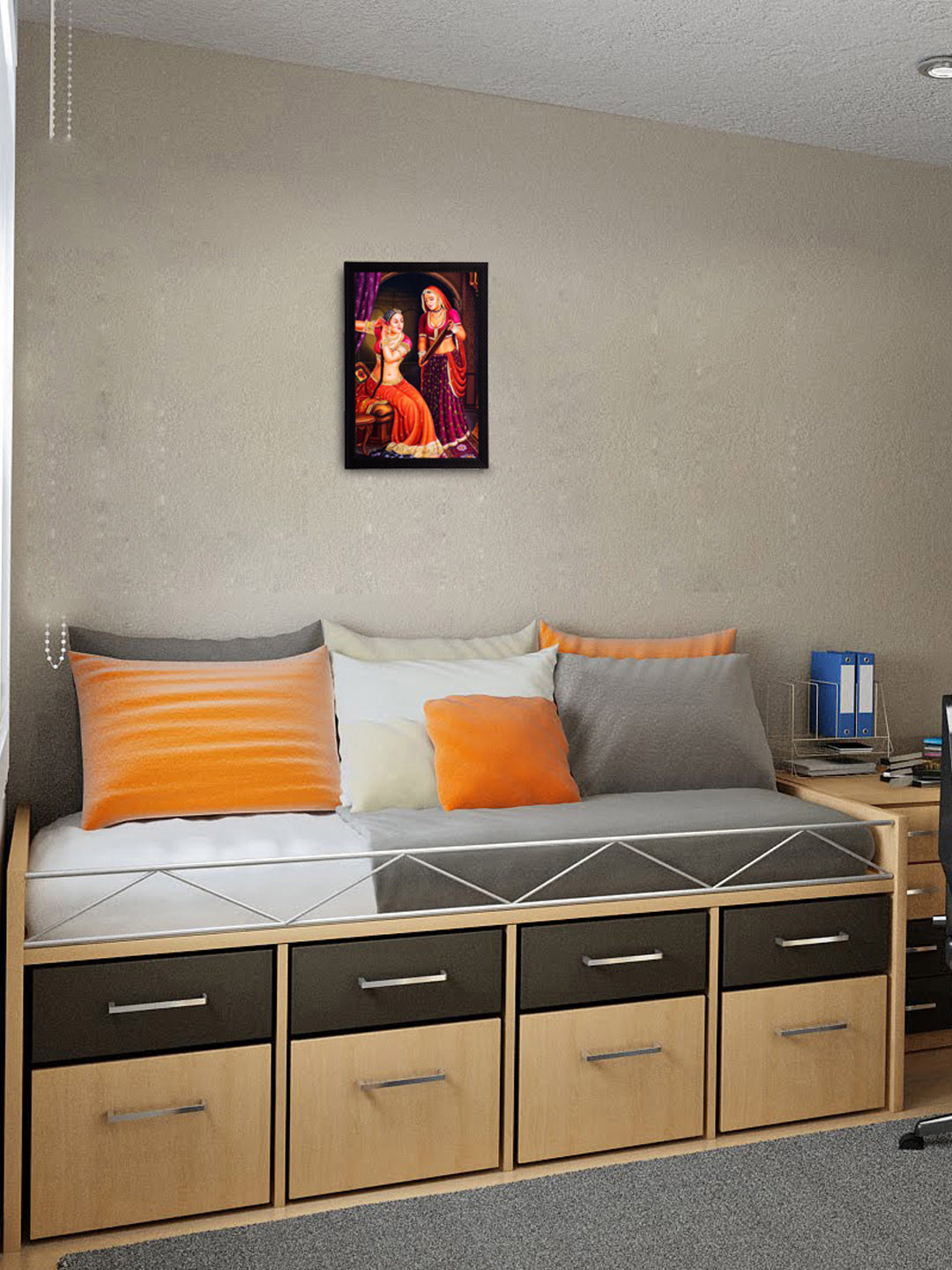 eCraftIndia Multicoloured Lady Applying Make-Up UV Wall Painting